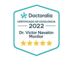 Certificado de Excelencia Doctoralia 2025 otorgado al Dr. Víctor Navalón Monllor por las valoraciones de sus pacientes.